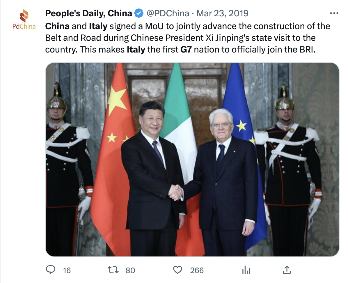 Italy undecided about exiting China's Belt and Road Initiative