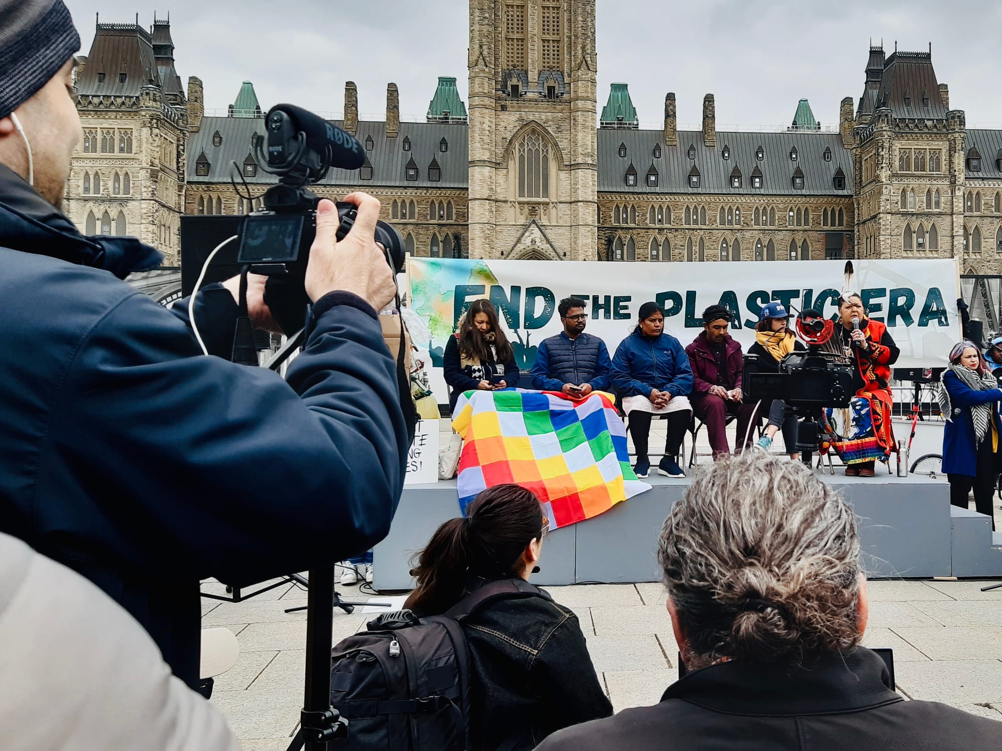 A panel of people campaign against plastics in Ottawa