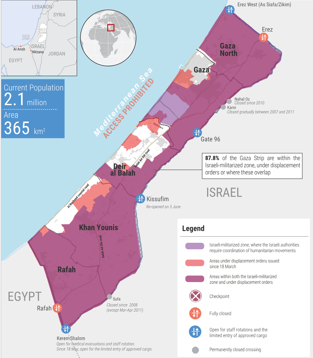 U.N. Office for the Coordination of Humanitarian Affairs' latest reported impact snapshot in the Gaza Strip.