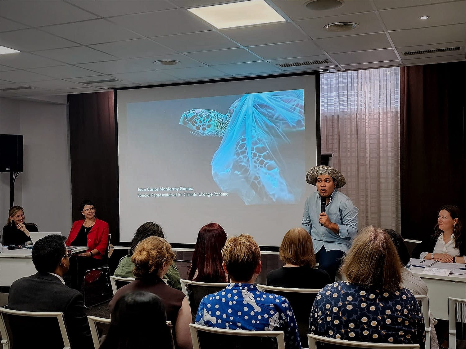Juan Carlos Monterrey Gómez, Panama's special representative for climate change, speaks at a panel discussion organized by the Gallifrey Foundation and Ocean Vision Legal.