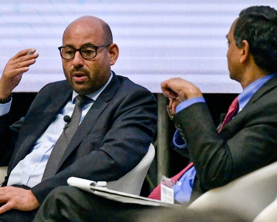 Simon Stiell, then a senior minister for Grenada, at a 2019 Caribbean forum on disaster resilience