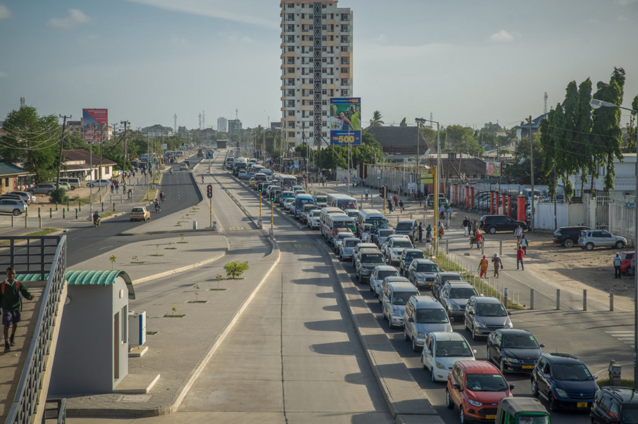 A traffic jam in Tanzania's largest city Dar es Salaam, one of the fastest growing urban centers in East Africa