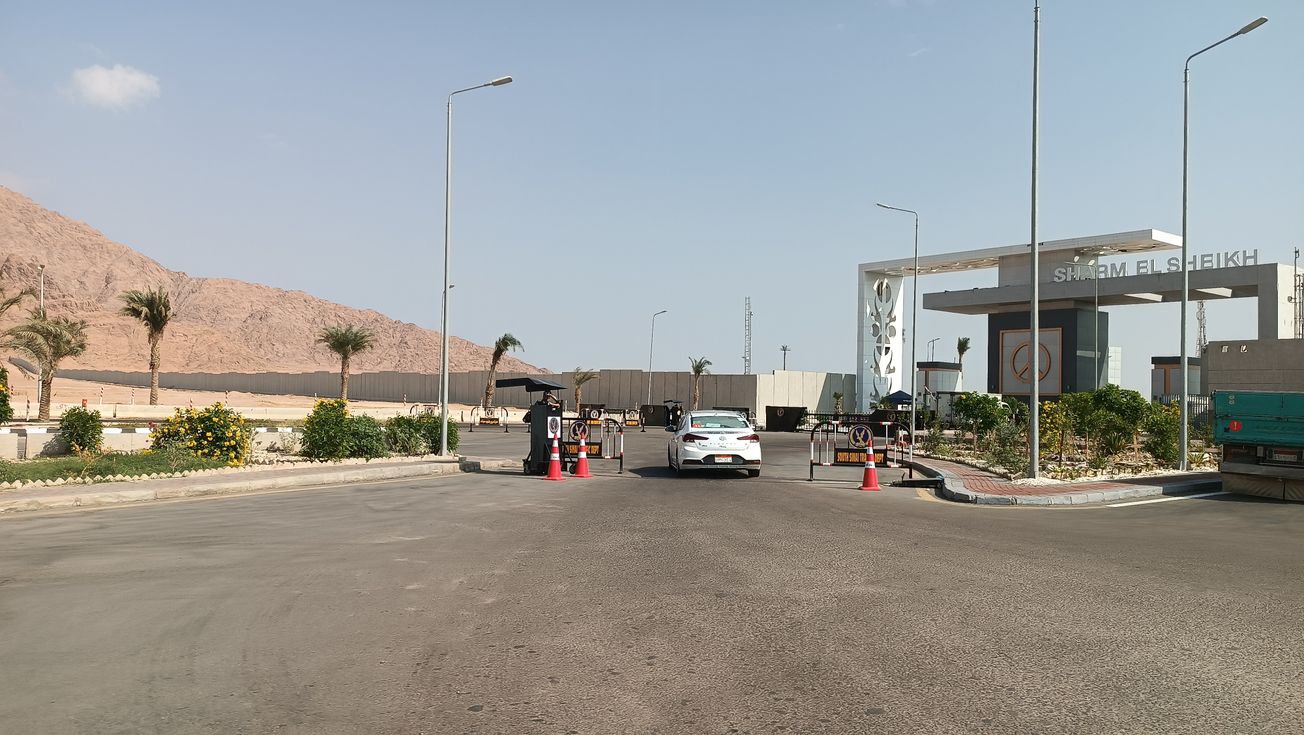 Part of the 36-kilometer long concrete and wire wall encircling the Egyptian tourist resort of Sharm el-Sheikh.