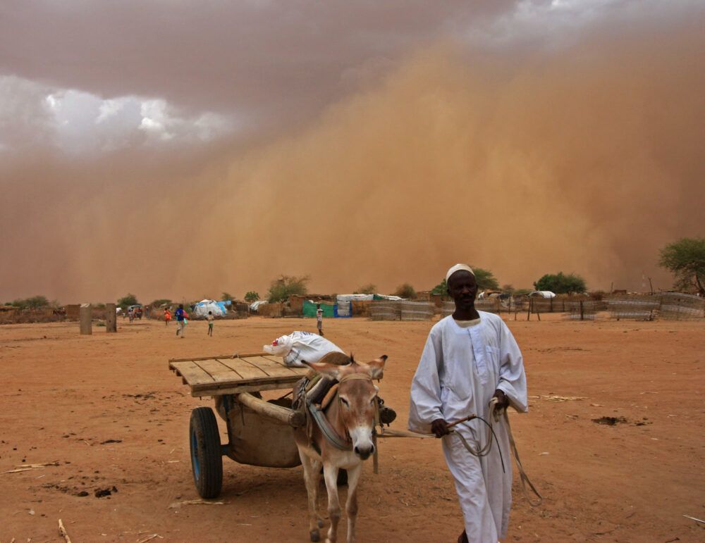 Harsh conditions with frequent sand storms in South Darfur.