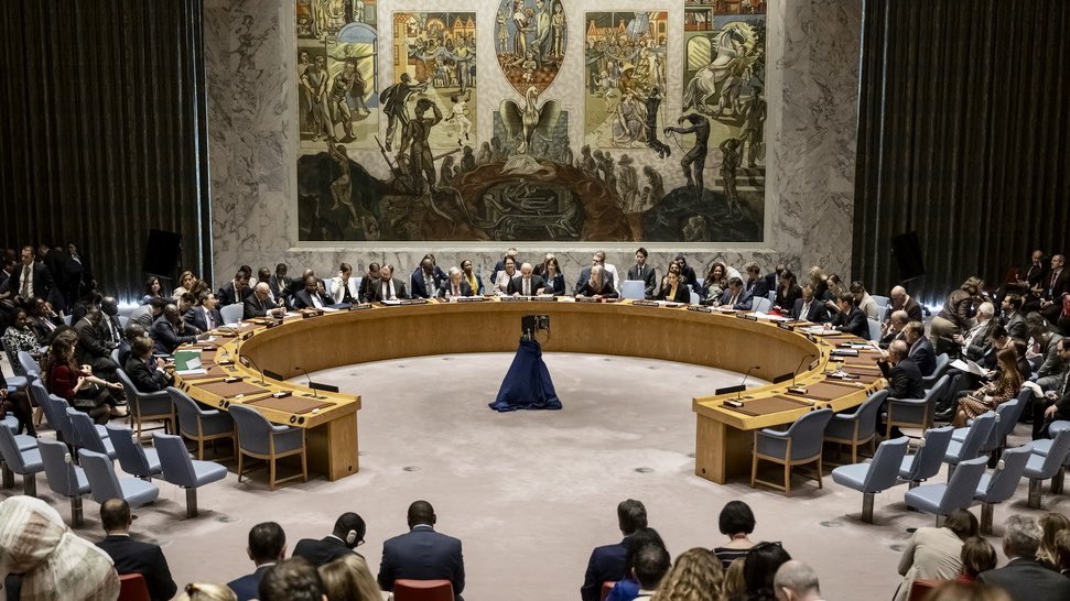 Swiss President Alain Berset leads a U.N. Security Council session on protecting civilians.