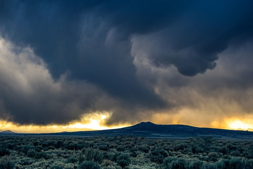 A storm moves over the mesa in northern New Mexico.