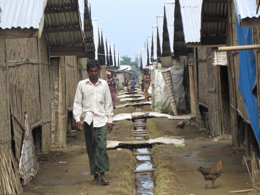 Rohingya people in shelters near Sittwe, capital of Myanmar's Rakhine State
