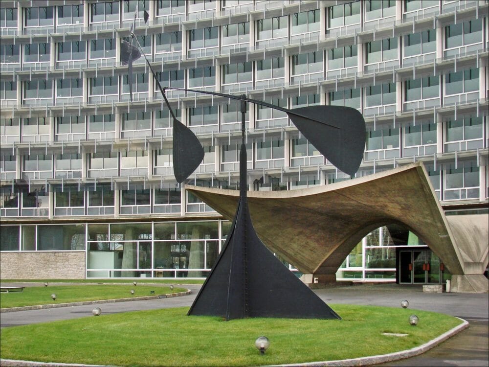 Alexander Calder's Spirale mobile at UNESCO's main entrance in Paris