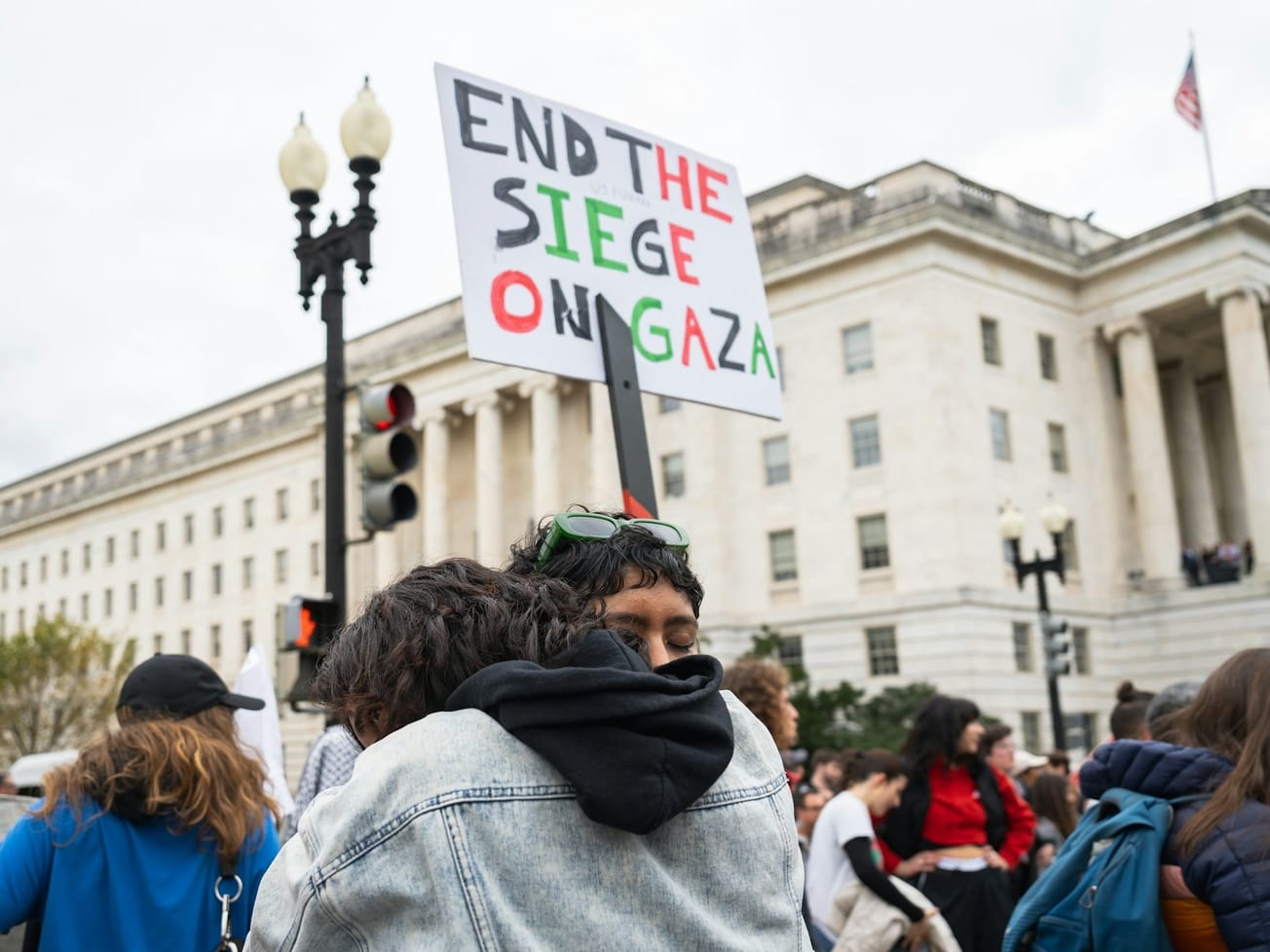 Demonstrators in the U.S. protest Israel's blockade of Gaza.