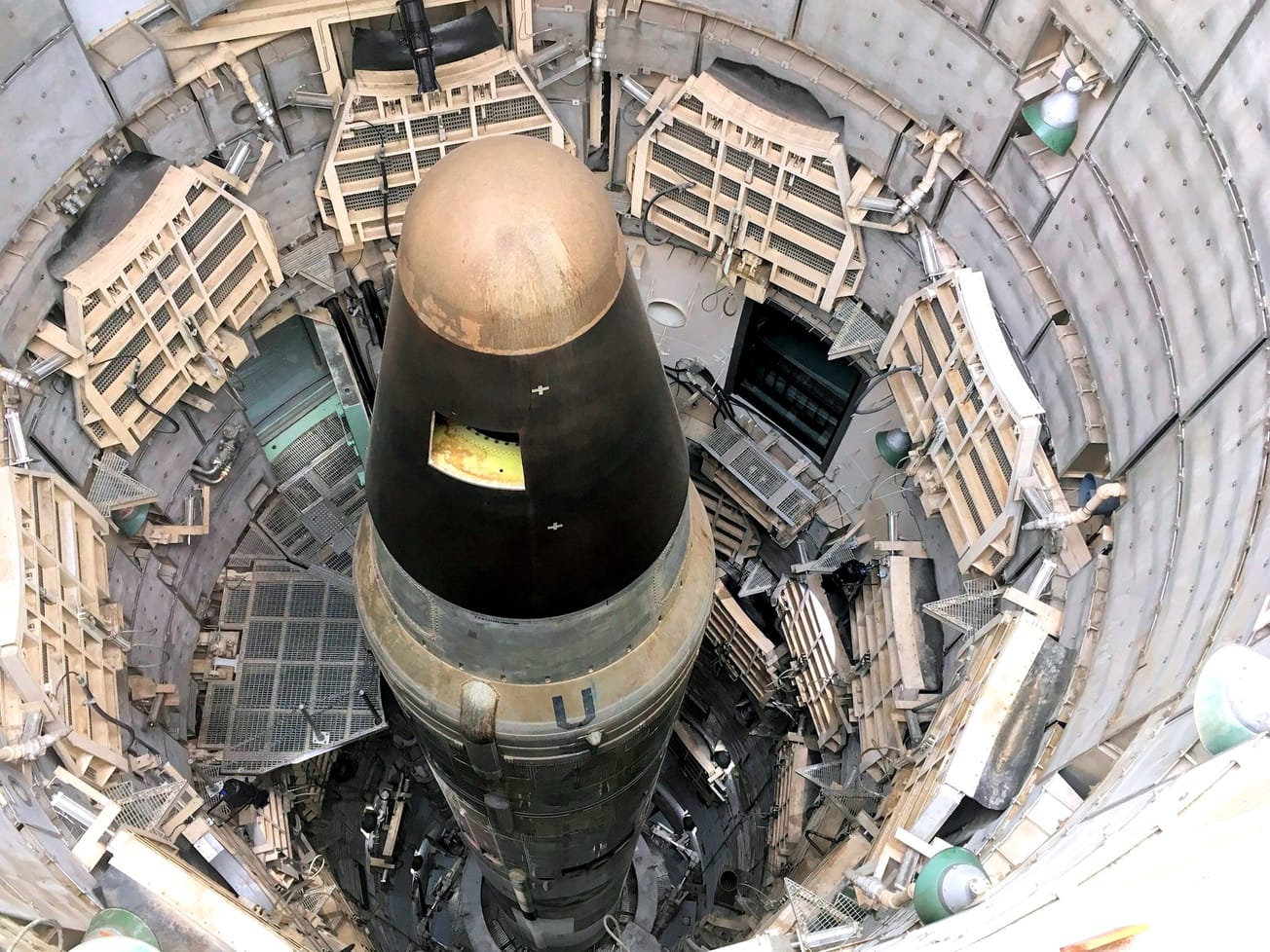 A decommissioned U.S. intercontinental ballistic missile seen at a museum in Arizona.