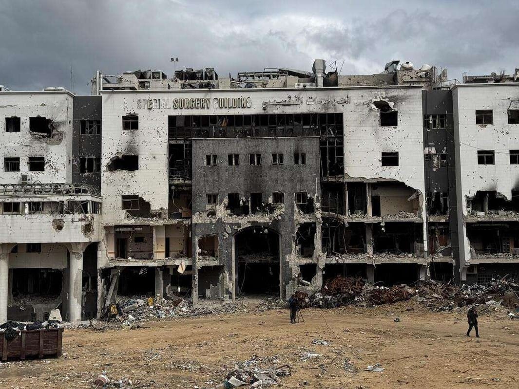 The ruins of Al-Shifa Hospital, formerly the largest in the Gaza Strip.