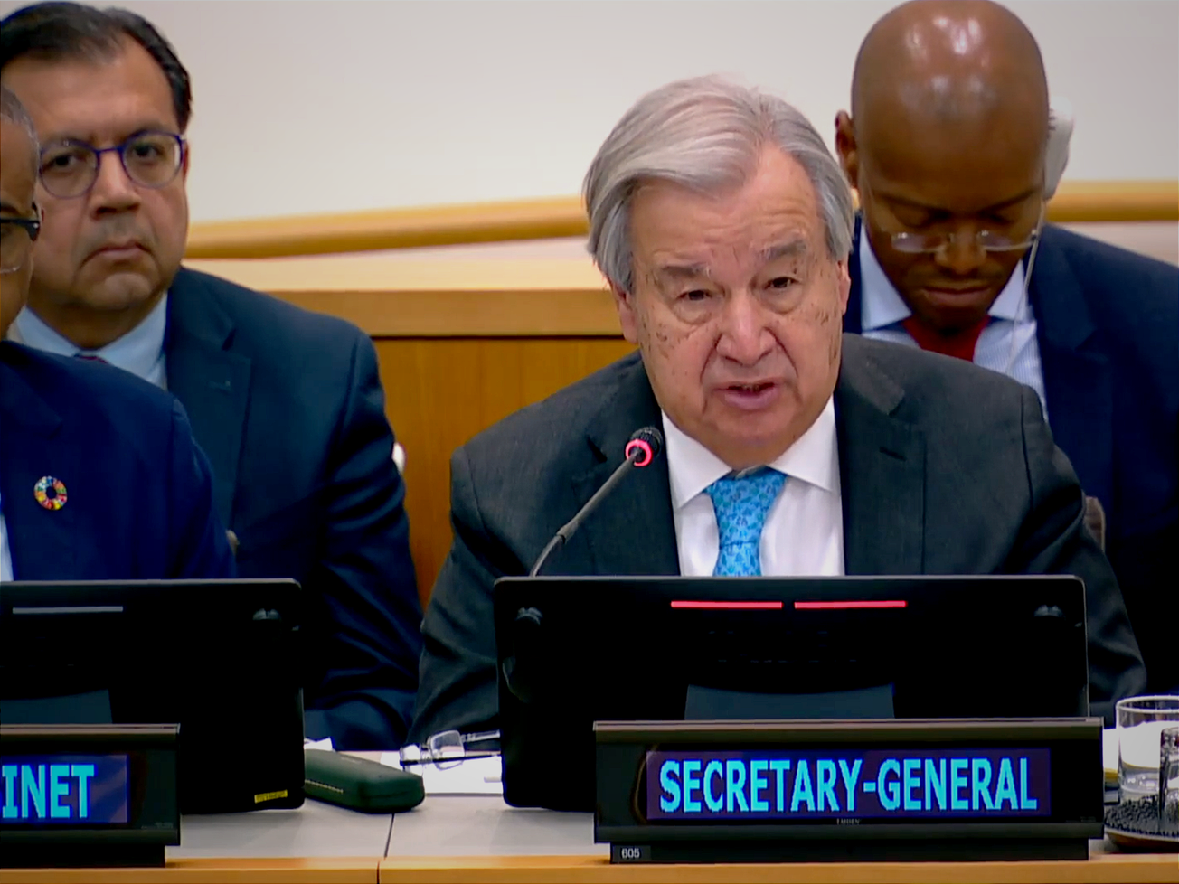 The U.N. chief speaks at the General Assembly's budget-writing committee.