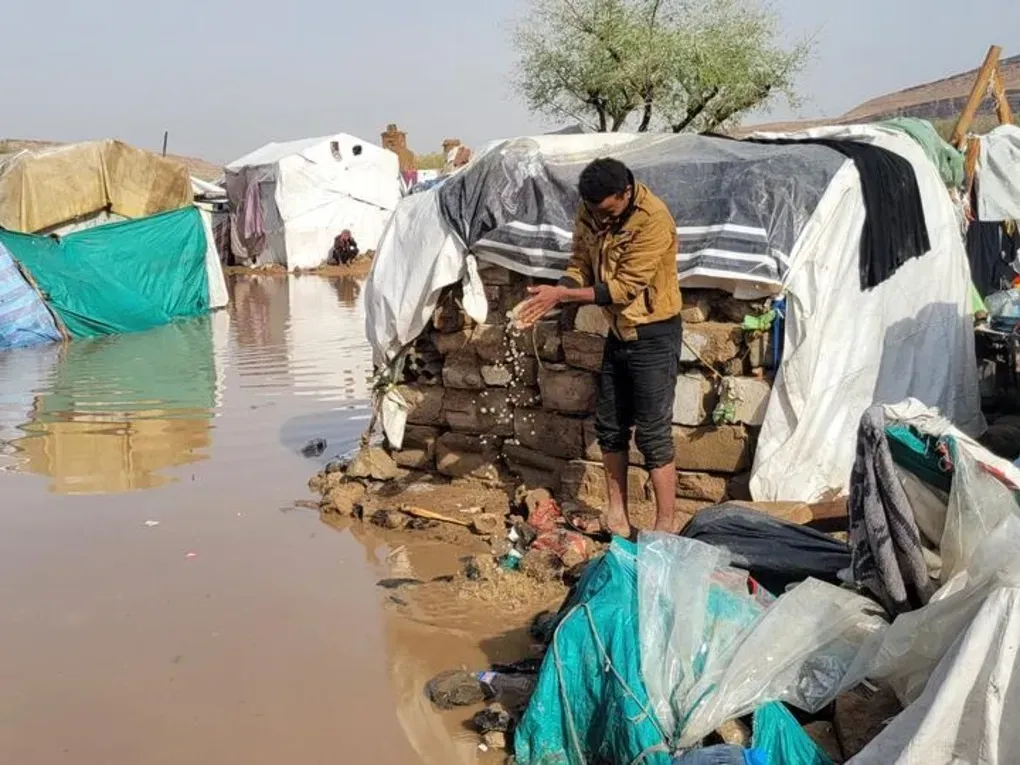 People displaced by violence in Yemen face dire conditions after heavy rains flooded their makeshift shelters.
