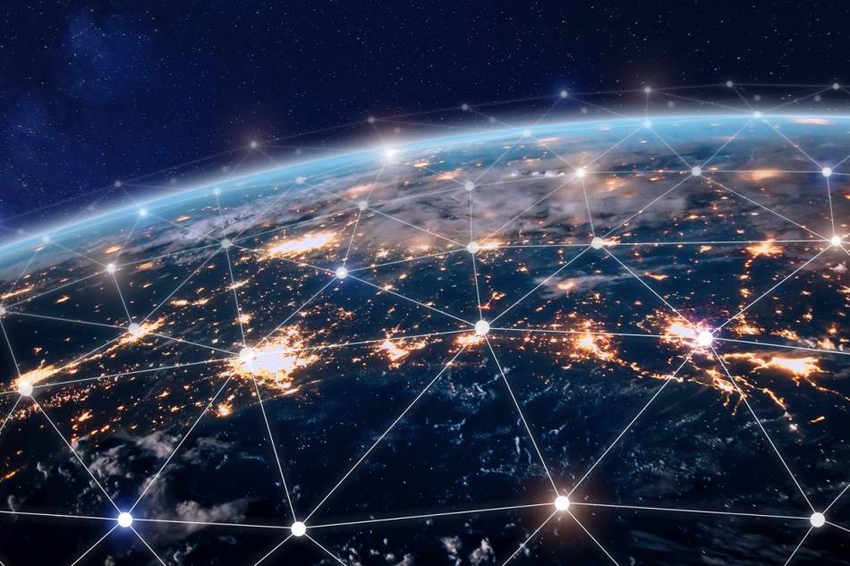 A photo illustration of global data points